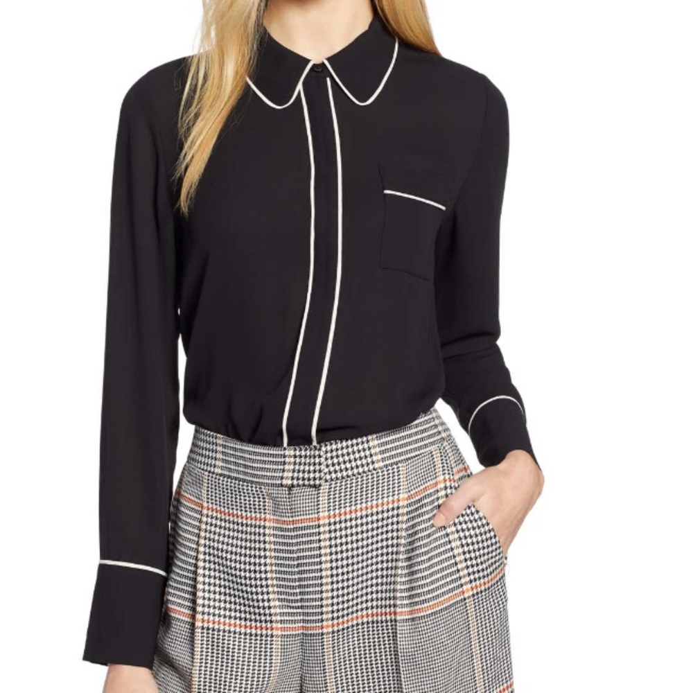 Halogen Black Button Down Blouse - image 1